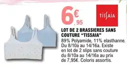 E.Leclerc LOT DE 2 BRASSIERES SANS COUTURE “TISSAIA” offre