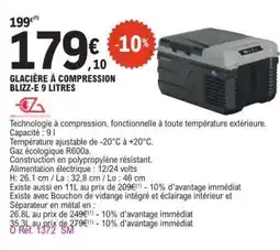 E.Leclerc GLACIÈRE À COMPRESSION BLIZZ-E 9 LITRES offre