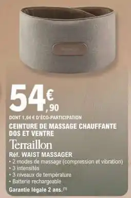 E.Leclerc CEINTURE DE MASSAGE CHAUFFANTE DOS ET VENTRE offre