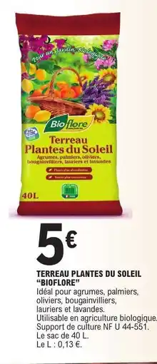 E.Leclerc TERREAU PLANTES DU SOLEIL BIOFLORE offre