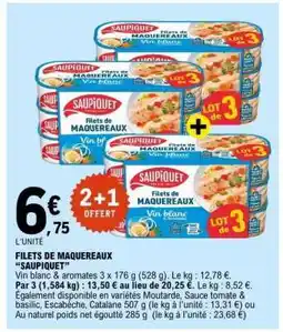 E.Leclerc FILETS DE MAQUEREAUX 'SAUPIQUET' offre