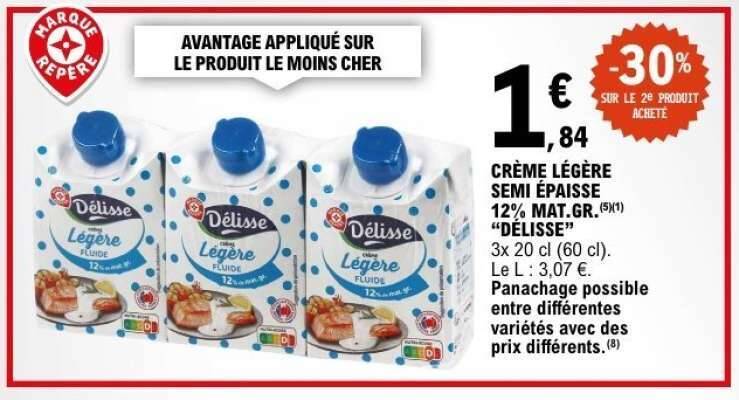 Promo CRME LGRE SEMI PAISSE 12% MAT.GR. 'DLISSE' chez E.Leclerc
