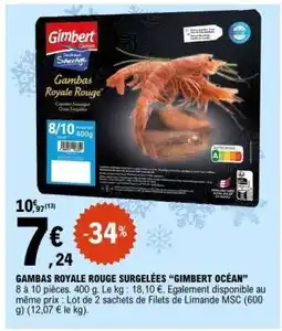E.Leclerc GAMBAS ROYALE ROUGE SURGELÉES “GIMBERT OCÉAN” offre