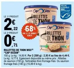 E.Leclerc RILLETTES DE THON MSC CAP OCÉAN offre