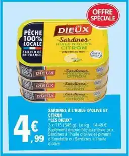 E.Leclerc SARDINES À L'HUILE D'OLIVE ET CITRON LES DIEUX offre