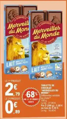 E.Leclerc Tablette de chocolat MERVEILLES DU MONDE offre