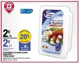 E.Leclerc 30 BÂTONNETS DE SURIMI SAVEUR CRABE MSC PÊCHÉ OCÉAN offre