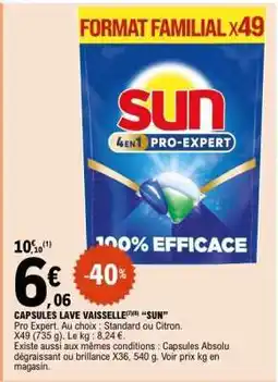 E.Leclerc Capsules Lave-vaisselle SUN offre