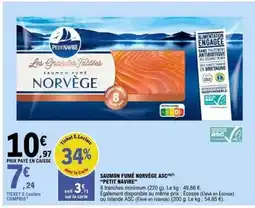 E.Leclerc SAUMON FUMÉ NORVÈGE ASC 'PETIT NAVIRE' offre