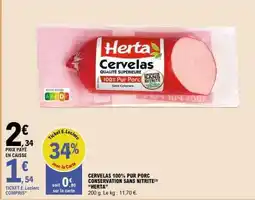 E.Leclerc Cervelas 100% Pur Porc Conservation Sans Nitrite 'Herta' offre