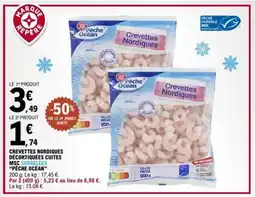 E.Leclerc CREVETTES NORDIQUES DÉCORTIQUÉES CUITES MSC SURGELÉES “PÊCHE OCÉAN” offre