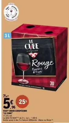 E.Leclerc VIN* D'UNION EUROPÉENNE LE CUBE offre