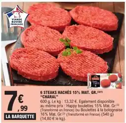 E.Leclerc 6 STEAKS HACHÉS 15% MAT. GR. 'CHARAL' offre
