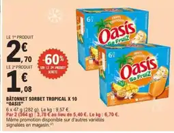 E.Leclerc BÂTONNET SORBET TROPICAL X 10 “OASIS” offre