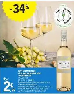 E.Leclerc IGP VIN MOELLEUX CÔTES DE GASCOGNE 2025 FLORENBELLE offre