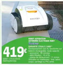 E.Leclerc ROBOT ASPIRATEUR AUTONOME ÉLECTRIQUE RUBY offre