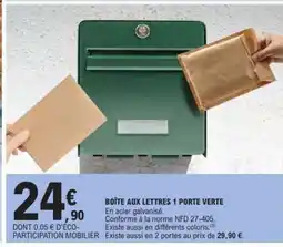 E.Leclerc BOÎTE AUX LETTRES 1 PORTE VERTE offre