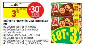 Intermarché Goûters fourrés mini chocolat BN offre