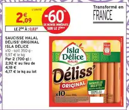 Intermarché Saucisse Halal Déliss' Original Isla Délice offre