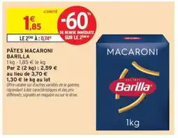 Intermarché PÂTES MACARONI BARILLA offre