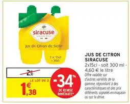 Intermarché Jus de Citron Siracuse offre
