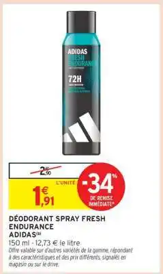 Intermarché DÉODORANT SPRAY FRESH ENDURANCE ADIDAS offre