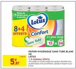 Intermarché PAPIER HYGIÉNIQUE SANS TUBE BLANC X8 LOTUS offre