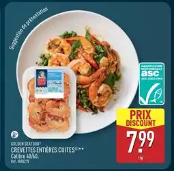 ALDI GOLDEN SEAFOOD CREVETTES ENTIÈRES CUITES offre