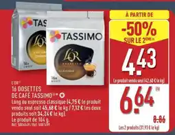 ALDI L'OR 16 Dosettes de Café Tassimo offre