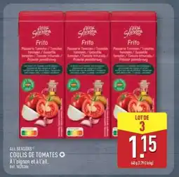 ALDI ALL SEASONS COULIS DE TOMATES offre