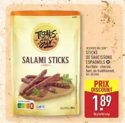 ALDI TESOROS DEL SUR STICKS DE SAUCISSONS ESPAGNOLS offre