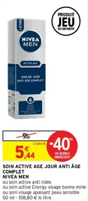 Intermarché Soin active age jour anti âge complet nivea men offre