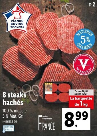 Lidl 8 Steaks hachés offre