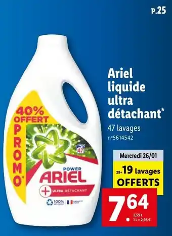 Lidl Ariel liquide ultra détachant offre