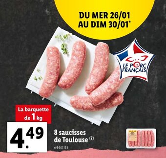 Lidl 8 Saucisses de toulouse offre