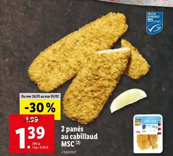 Lidl 2 Panés au cabillaud MSC offre