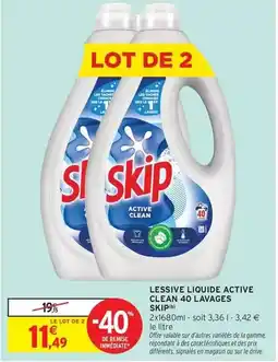 Intermarché Hyper Skip - lessive liquide active clean 40 lavages offre