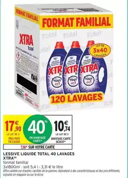 Intermarché Hyper Total - lessive liquide 40 lavages xtra offre
