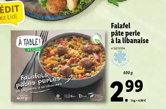 Falafel pâte perle