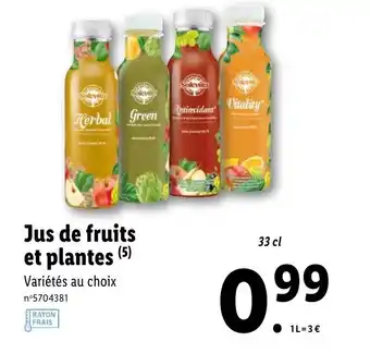 Lidl Jus de fruits et plantes offre