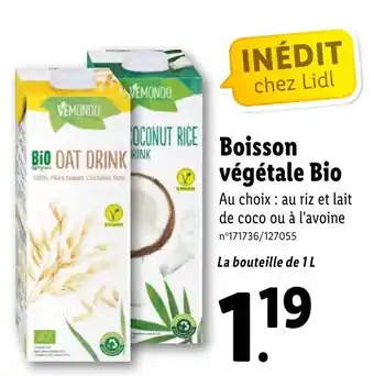 Lidl Boisson végétale bio offre