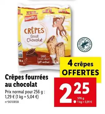 Lidl Crêpes fourrées au chocolat offre