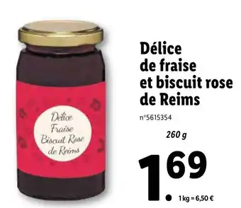 Lidl Délice de fraise et biscuit rose de reims offre