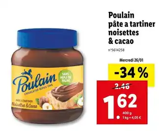 Lidl Poulain pâte à tartiner noisettes & cacao offre