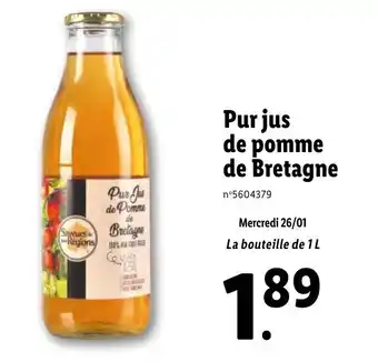 Lidl Pur jus de pomme de bretagne offre