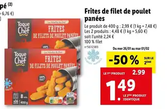 Lidl Frites de filet de poulet panées offre