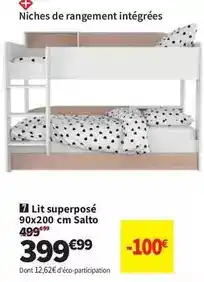 Conforama Lit superposé 90x200 cm salto offre