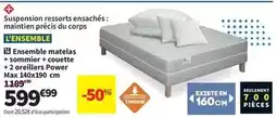 Conforama Ensemble matelas + sommier + couette + oreillers power offre