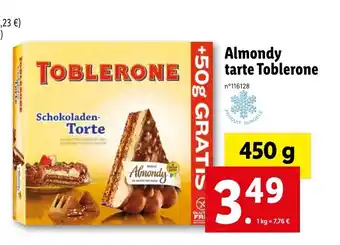 Lidl Almondy tarte toblerone offre