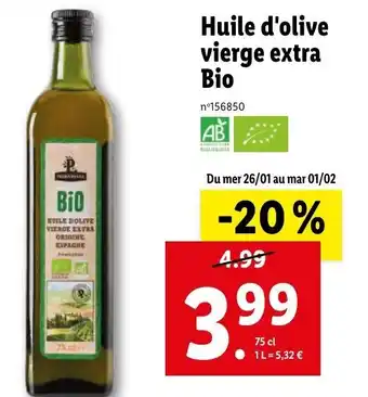 Lidl Huile d'olive vierge extra bio offre